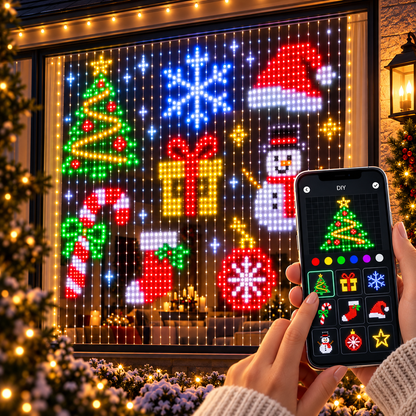 Gutcheck™ Smart RGB Curtain Lights – App-Controlled Animated LED Window Lights with Custom Patterns & Remote
