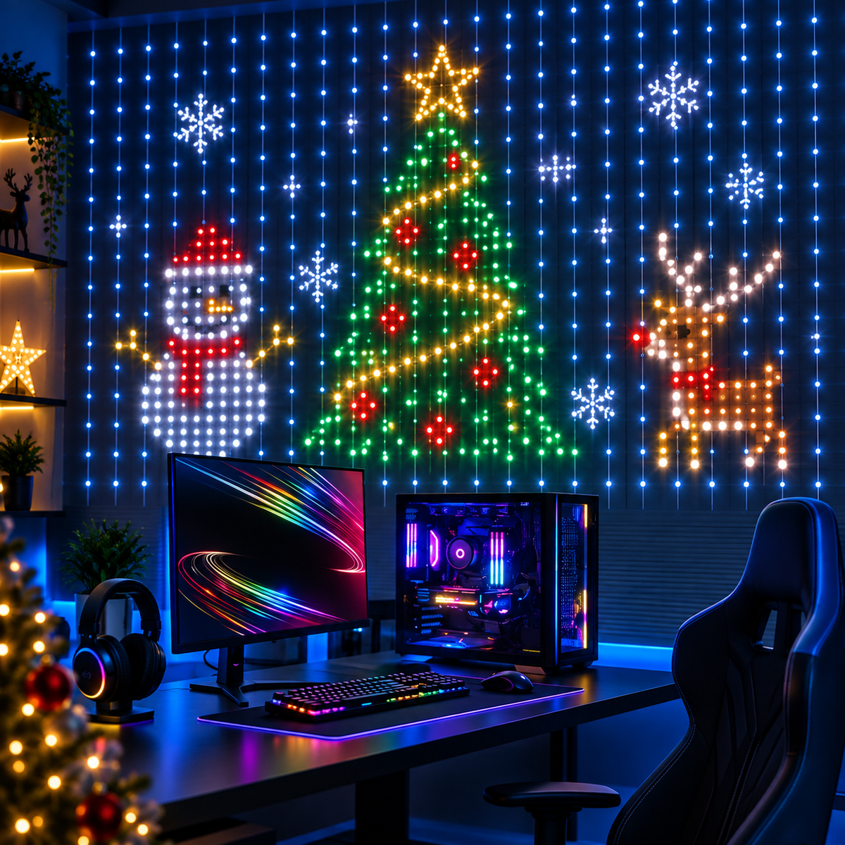 Gutcheck™ Smart RGB Curtain Lights – App-Controlled Animated LED Window Lights with Custom Patterns & Remote