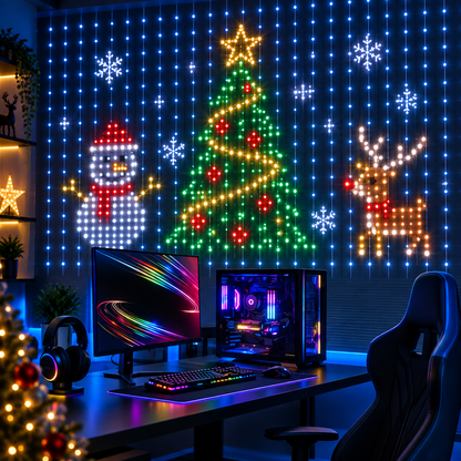 Gutcheck™ Smart RGB Curtain Lights – App-Controlled Animated LED Window Lights with Custom Patterns & Remote