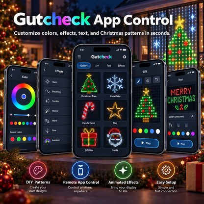 Gutcheck™ Smart RGB Curtain Lights – App-Controlled Animated LED Window Lights with Custom Patterns & Remote