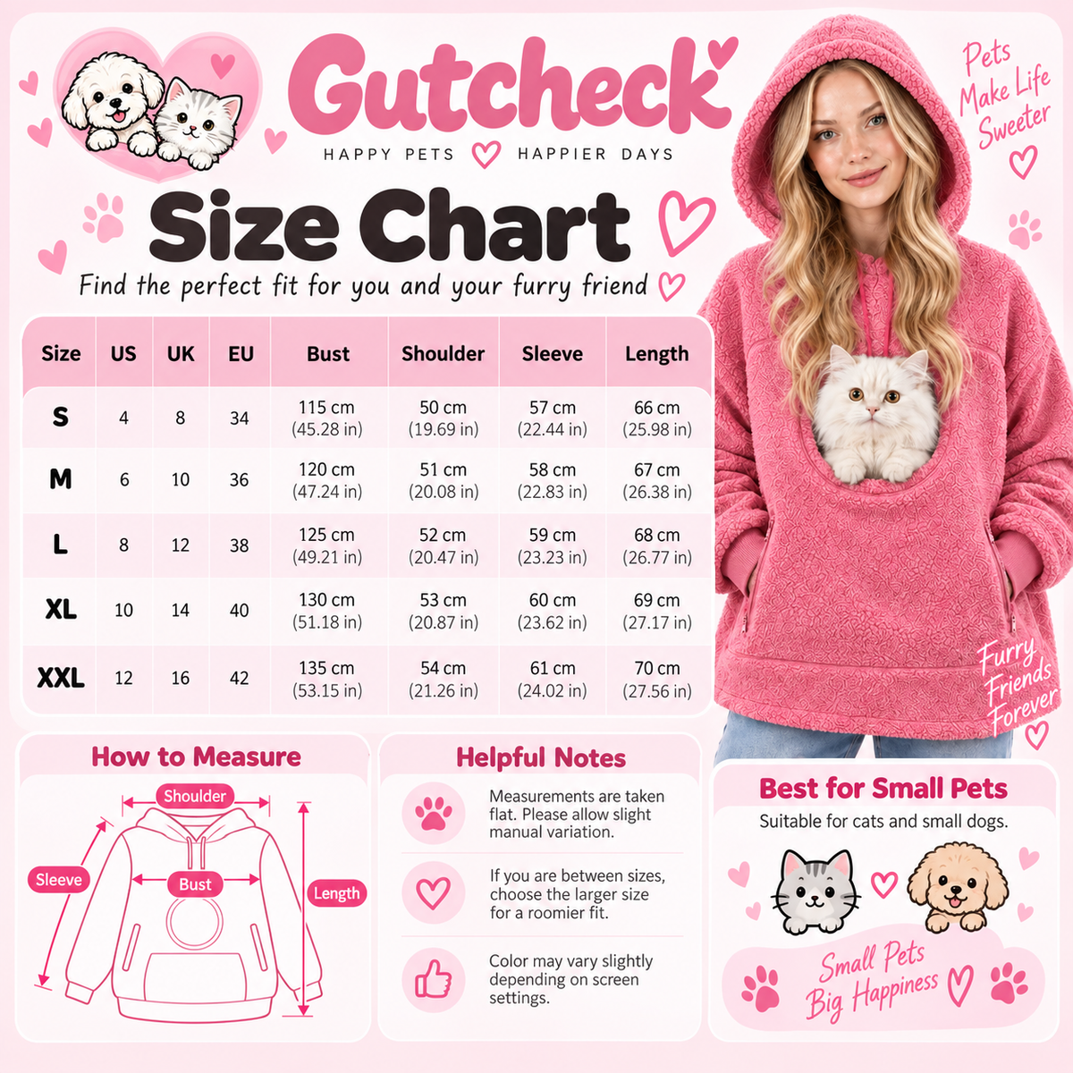 Gutcheck™  Cozy Pet Pouch Hoodie for Cats & Small Dogs