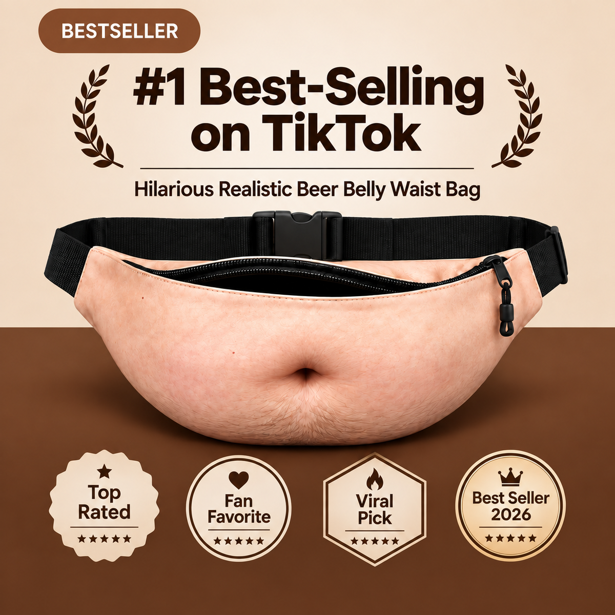 Gutcheck™ Belly Bag – Realistic Beer Belly Fanny Pack for Men